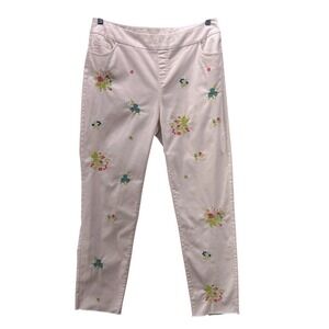 Lulu B Floral Embroidered Pants White 14‎